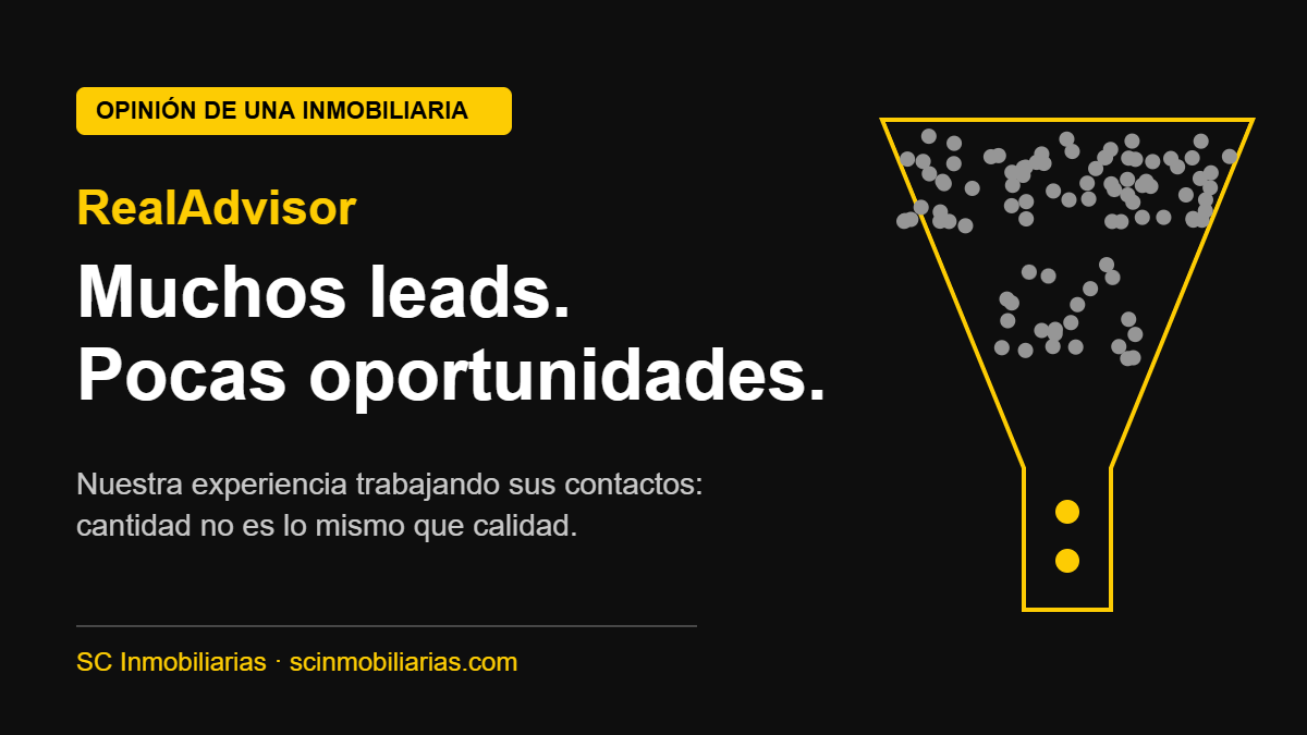 RealAdvisor opiniones: nuestra experiencia como inmobiliaria con sus leads 1 Embudo de leads: muchos contactos de RealAdvisor y pocas oportunidades reales para la inmobiliaria